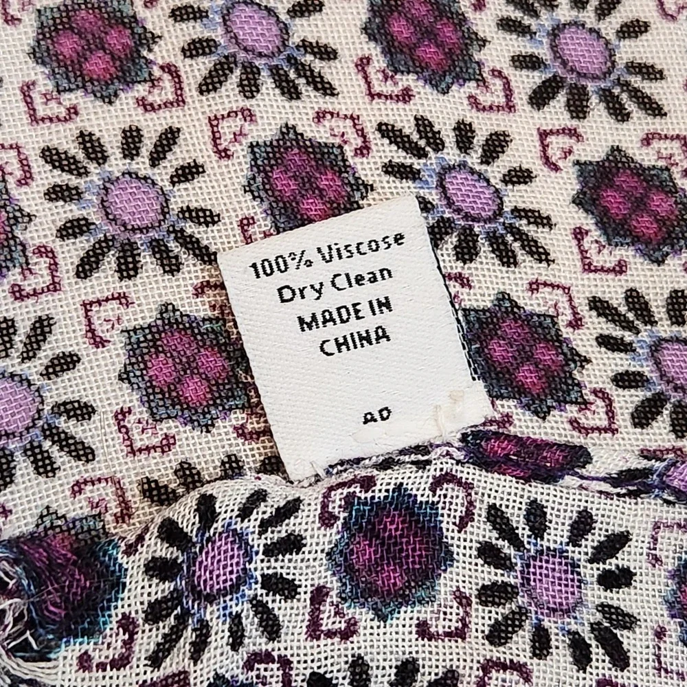 Vera Bradley Purple Floral Medallion Paisley Viscose Long Scarf Wrap 70x26